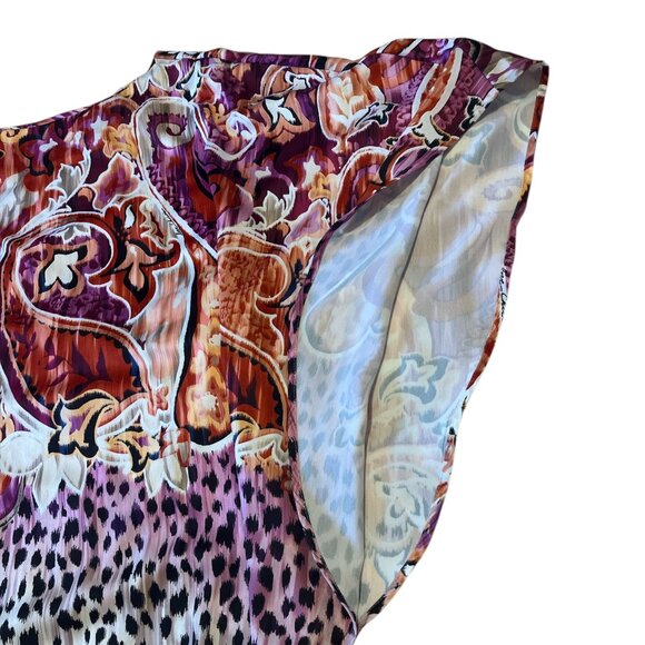 CHICOS Chianti Poncho Paisley Pink Size L/XL 40th Anniversary Leopard print - Picture 8 of 9